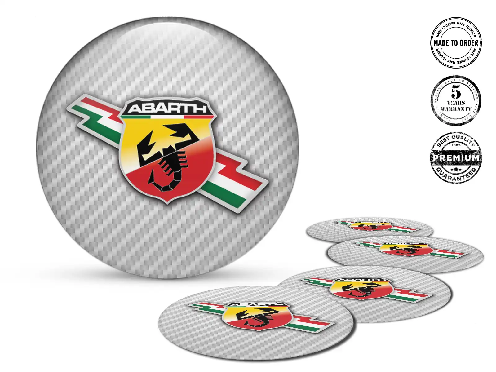 Fiat Abarth Design Décalque Roue Couvre-Dôme Personnalisé